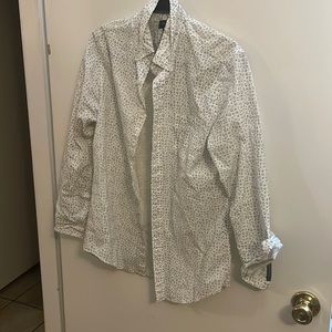 Men’s white button-down with design  j crew size small